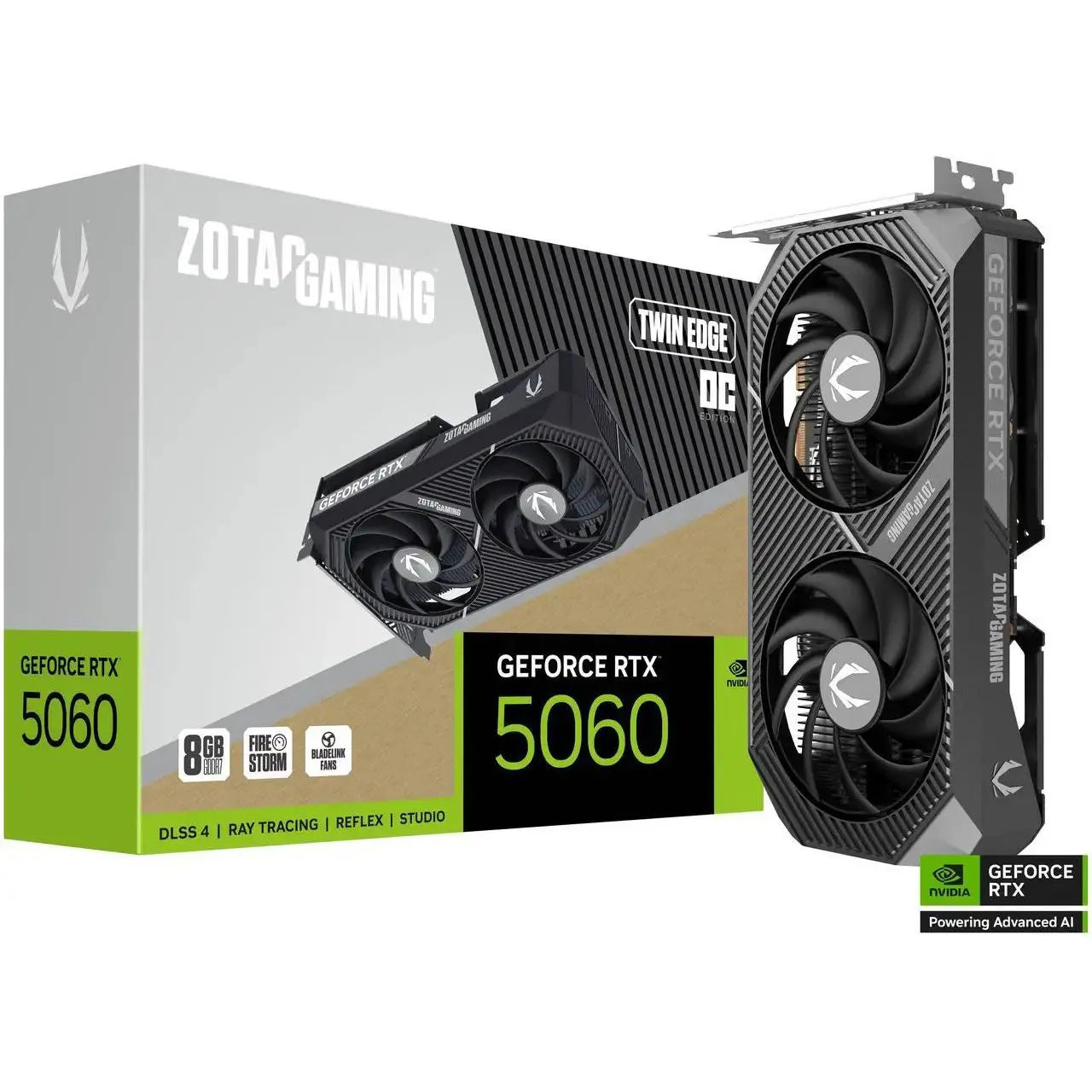 Zotac Gaming GeForce RTX 5060 Twin Edge OC DLSS 4 8GB GDDR7 128-bit 28 Gbps PCIE 5.0 Gaming Graphics Card,Compact Card